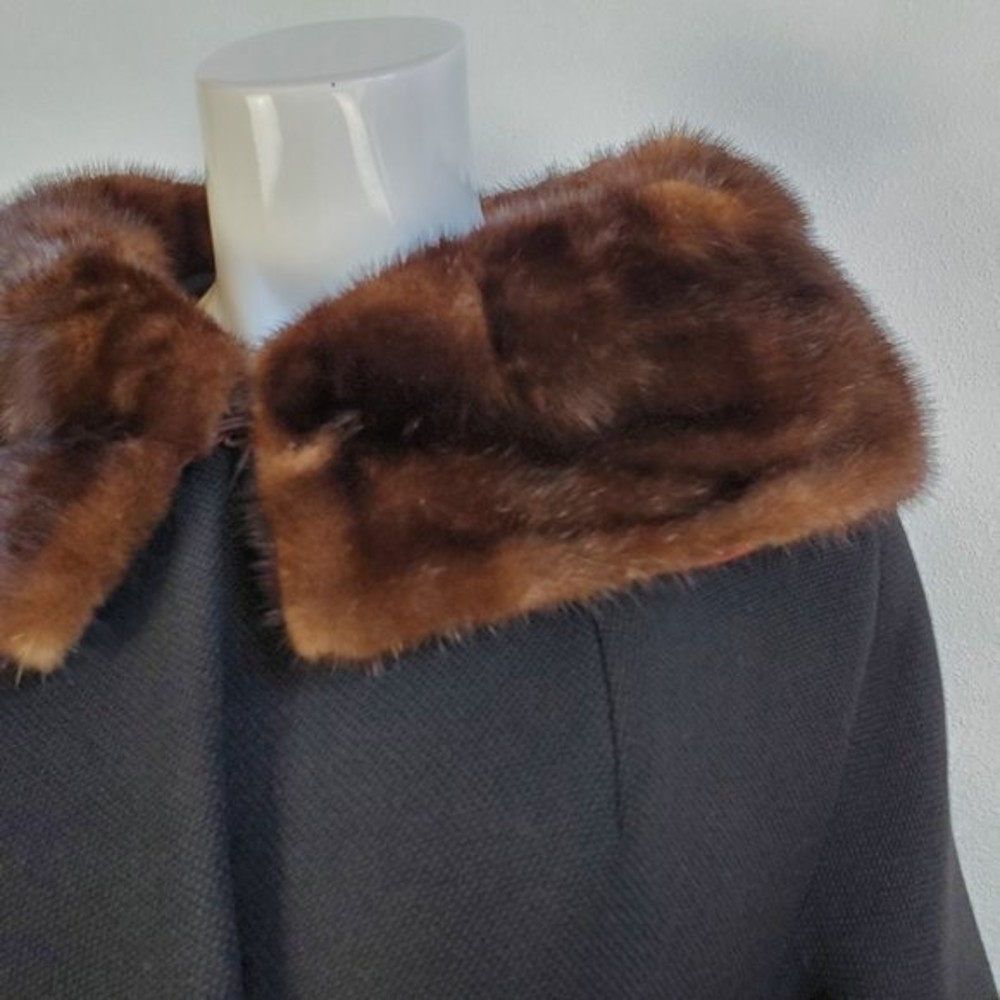 HELD Vintage 50's/60's Black Fur Collar Coat - Picture 6 of 9